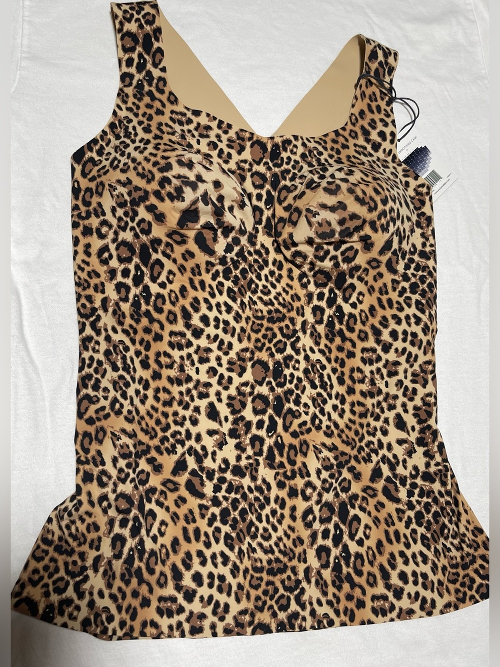 Evelyn Bobbie Leopard-Print Shaping Camisole with Built-In Cups - Tan/Black